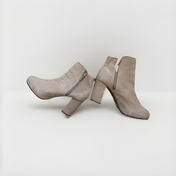 Schutz Womens Size 9.5 Neutral Beige Cibby Suede Heel Bootie Boots - Picture 4 of 12